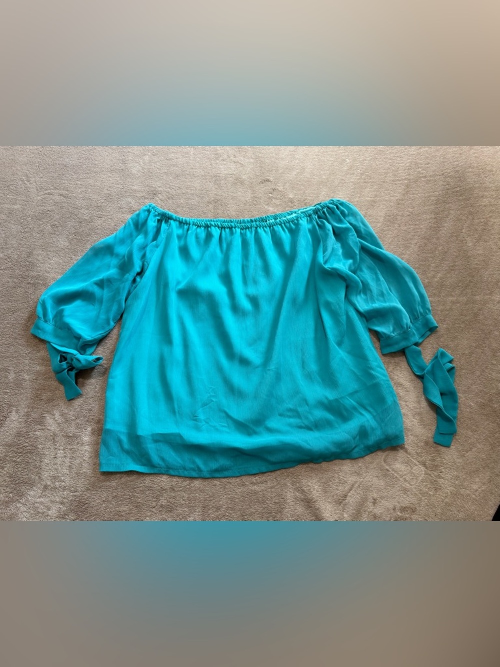 Women's Off-Shoulder Turquoise and Blouse